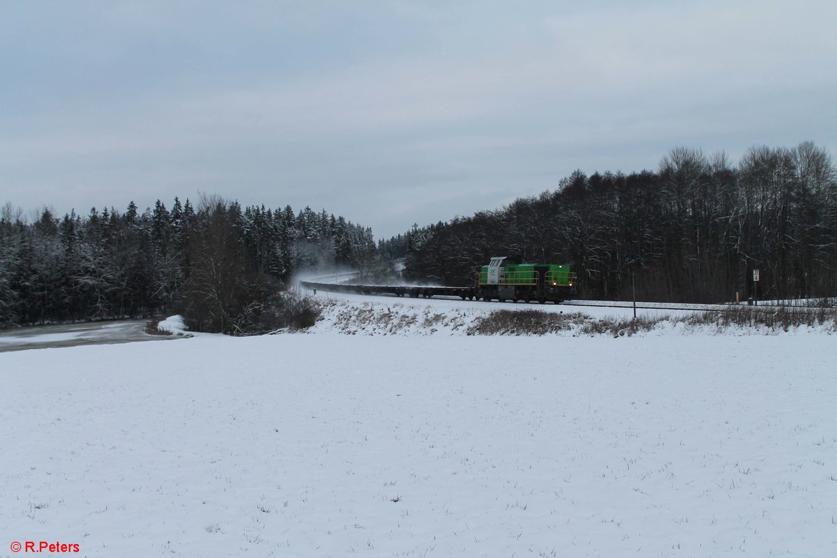 G1700.02 zieht ein leeren Containerzug von Hof nach Wiesau bei Oberteich. 07.01.21