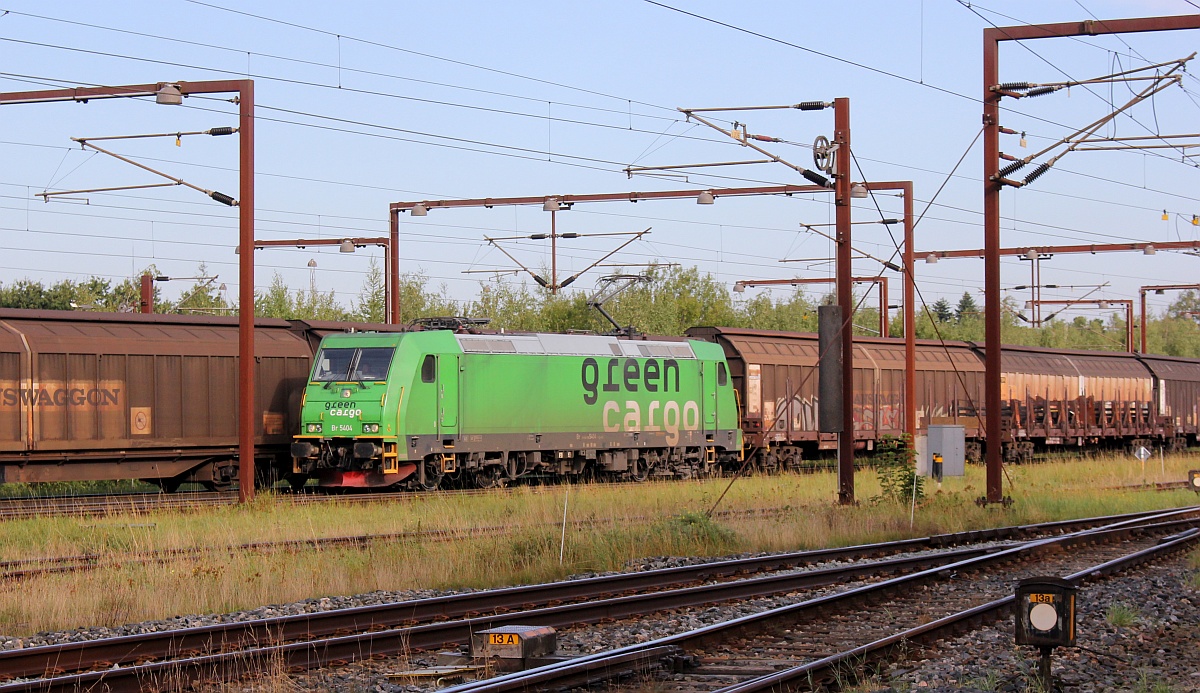 GreenCargo Br 5404 mit RCA Güterzug Einfahrt Padborg/DK 02.09.2020