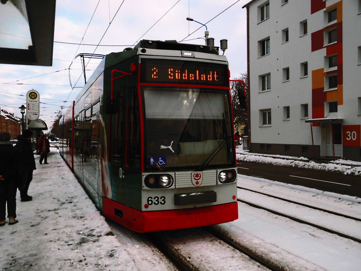 HAVAG Wagen 633 mit ziel Südstadt an der Haltestelle Vogelweide am 20.3.18