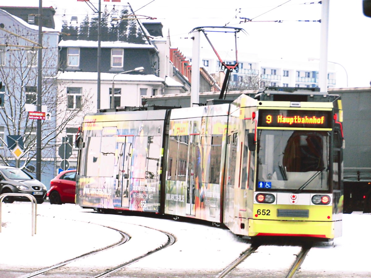 HAVAG Wagen 652 unterwegs zum Hauptbahnhof am 20.3.18