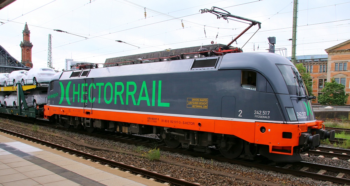 Hectorrail 242.517 Fitzgerald  Wir sind grün  REV/Lz/04.07.20, Bremen Hbf 10.07.2021