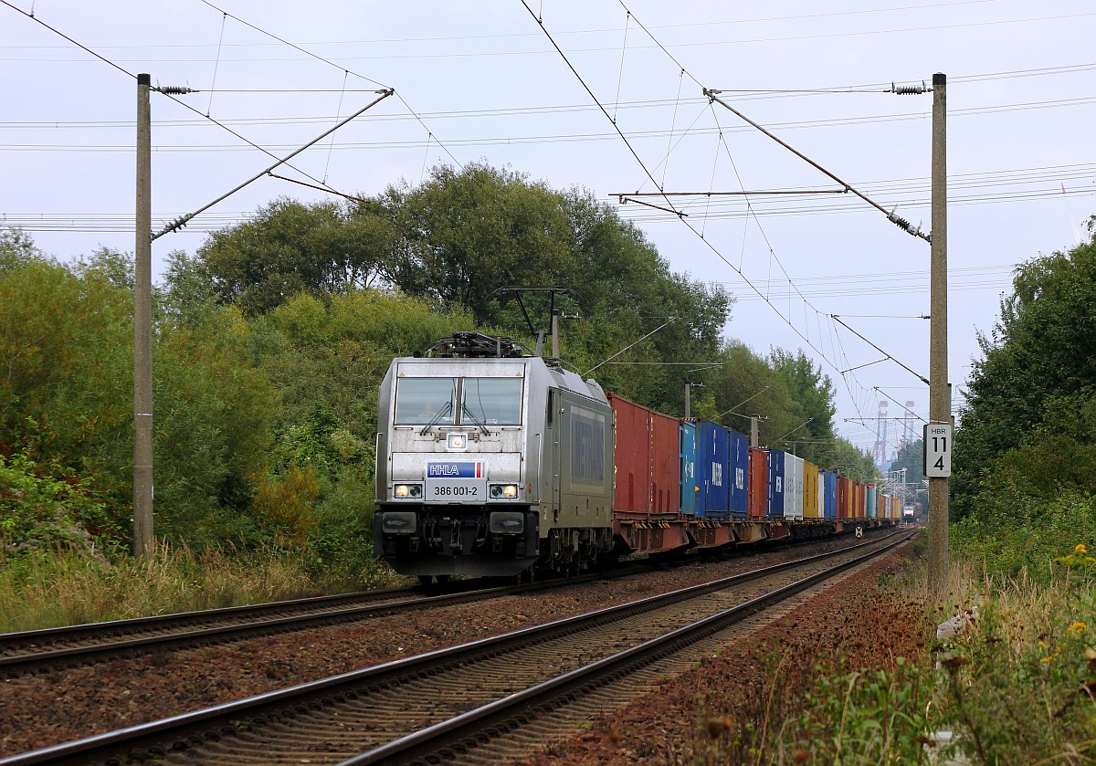 HHLA/Metrans 7386 001-2 mit Containerzug aufgenommen in HH-Moorburg am 13.09.2015