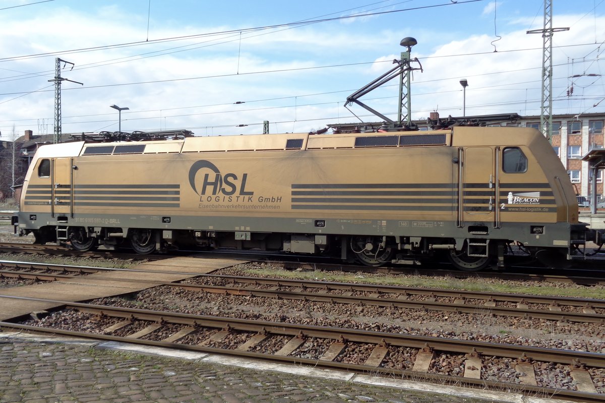 HSL 185 597 durchfahrt Stendal am 4 April 2018. 