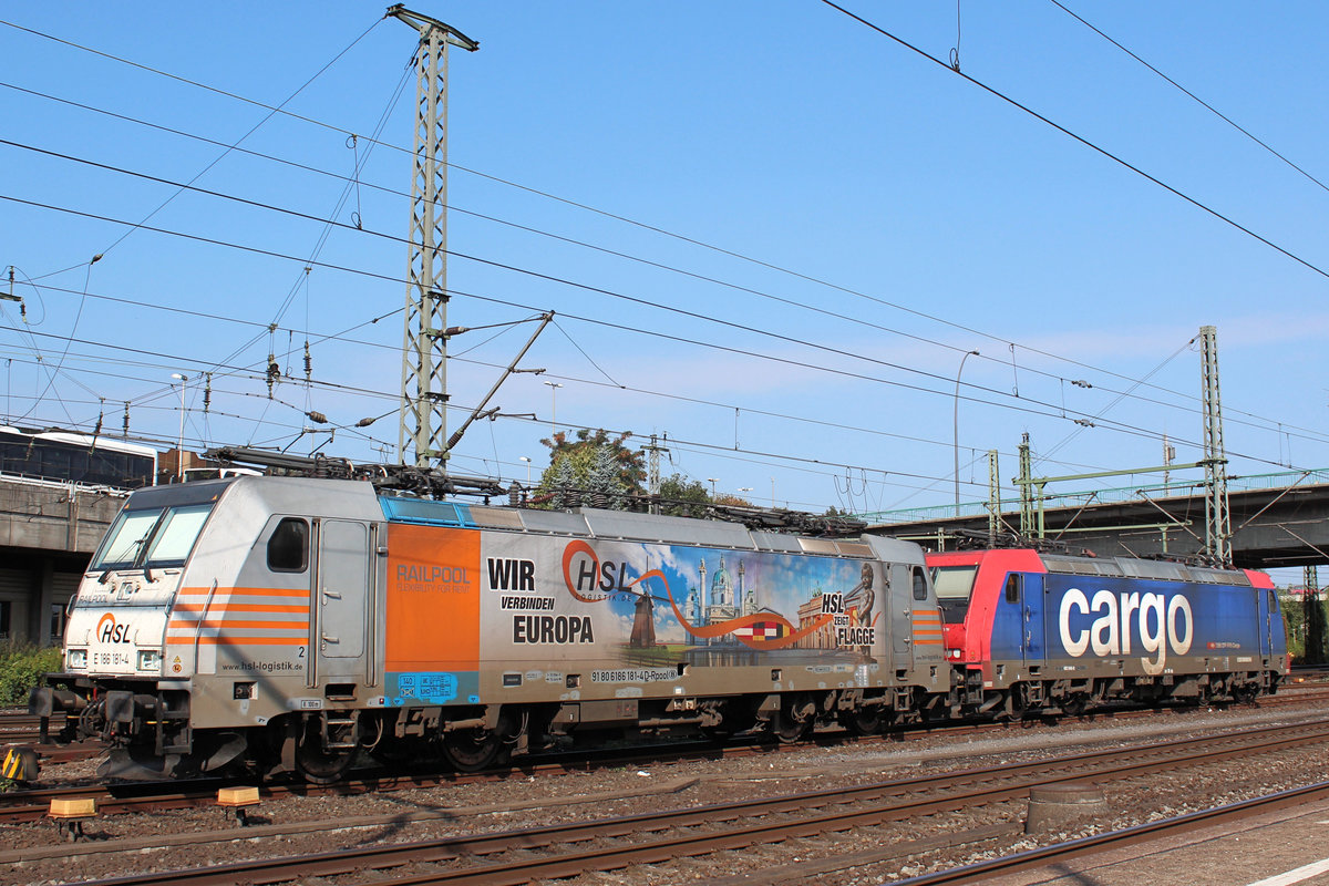 HSL - 186 181-4 und 482 046-0 sind am 10.09.2016 in Hamburg - Harburg (Bahnhof) abgestellt.