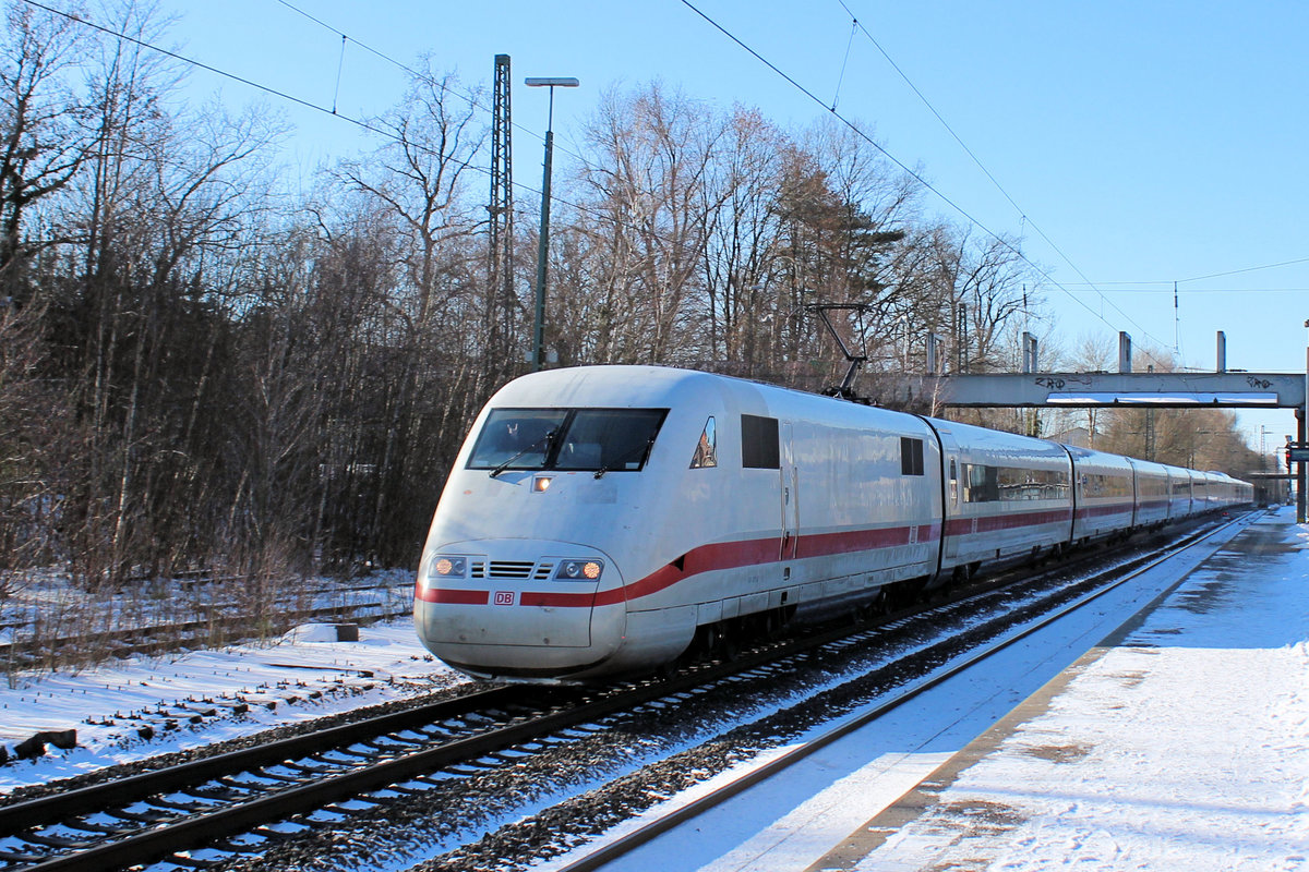 ICE 401 012-0 auf den Weg nach Hamburg. Tostedt, 12.02.2021 // freundlichen Gru zurck an den Triebfahrzeugfhrer!