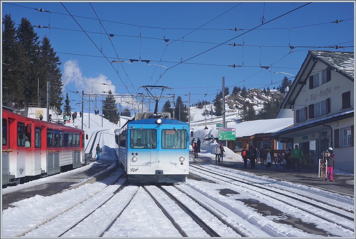 In Rigi Staffel zeigt sich der RB BDhe 4/4 N 15; 1982 in Betrieb genommen, von SLM und BBC konstruiert, betrug der Anschaffungspreis dieses Triebwagens FR 3'677'344.-
24. Februar 2018