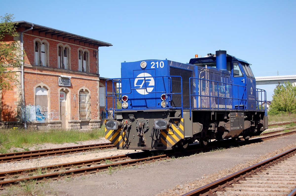 InfraLeuna 210 am 16.05.2014 in Karsdorf Bbf. Sie brachte leere GATX Kesselwagen aus Gro�korbetha zur Abstellung bei der EBS. (Foto: dampflok015)