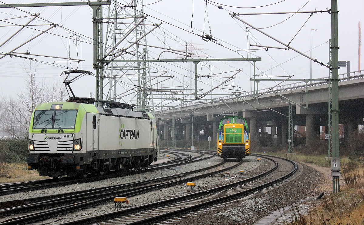 ITL/Captrain 193 892 und Sunrail/Metrans 291 038 Umspannwerk Dradenau 29.01.2021