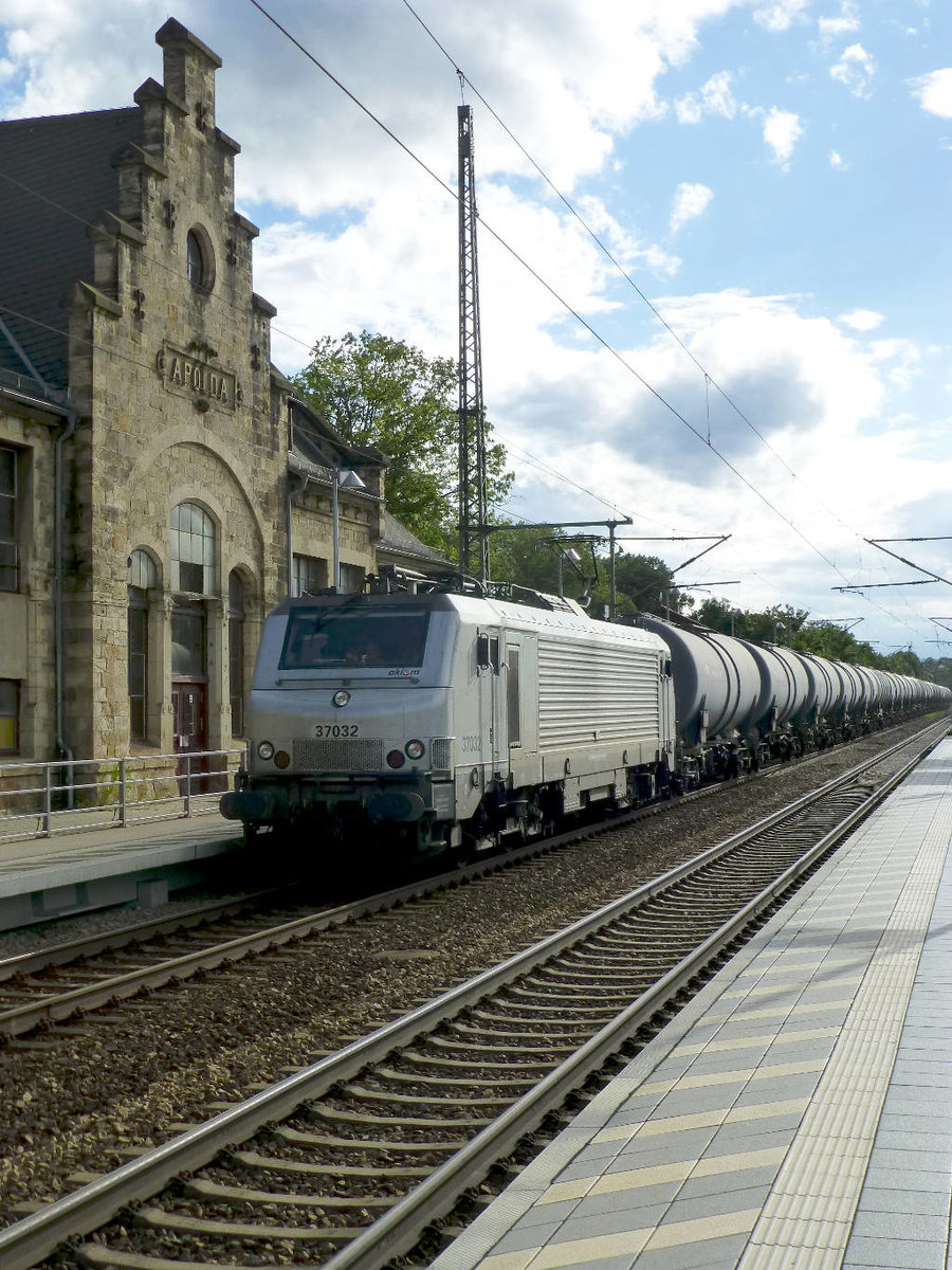 Kesselwagen in Apolda: akiem 37032 am Sonntag, den 3.7.16.