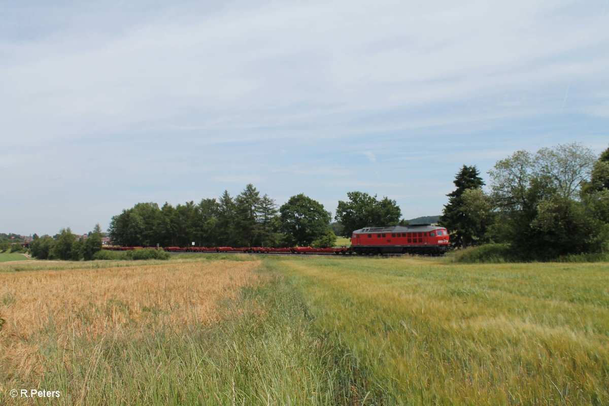 Leider mit Flachwagen-Schaden erwischte ich die 233 698 mit dem Frankenwald Umleiter 51081 LE - NNR bei Waldershof. 08.07.16