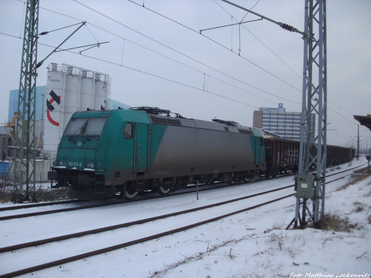 Locon 185 616 abgestellt im Bahnhof Stralsund - Rügendamm am 28.1.14