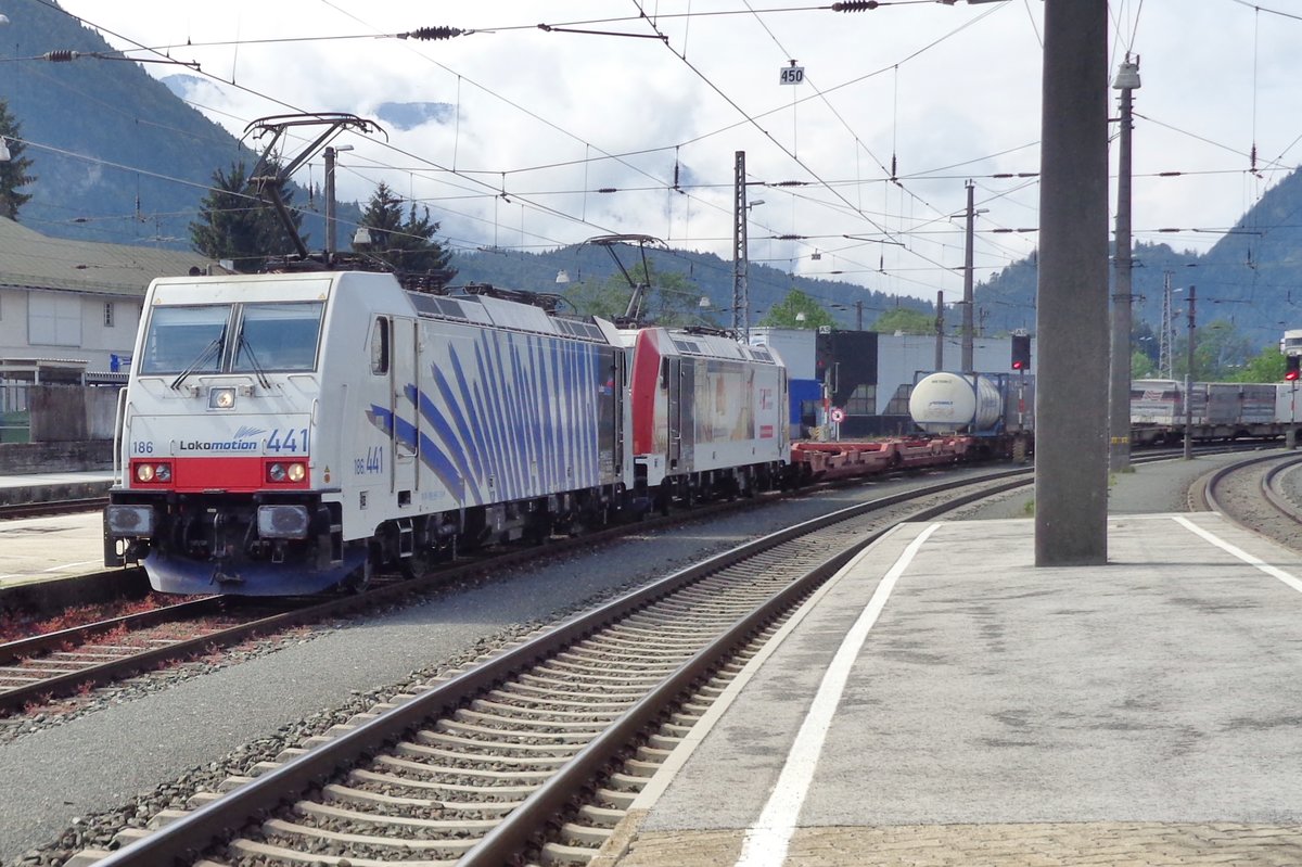 Lokomotion 186 441 durchfahrt am 19 Mai 2018 Kufstein.