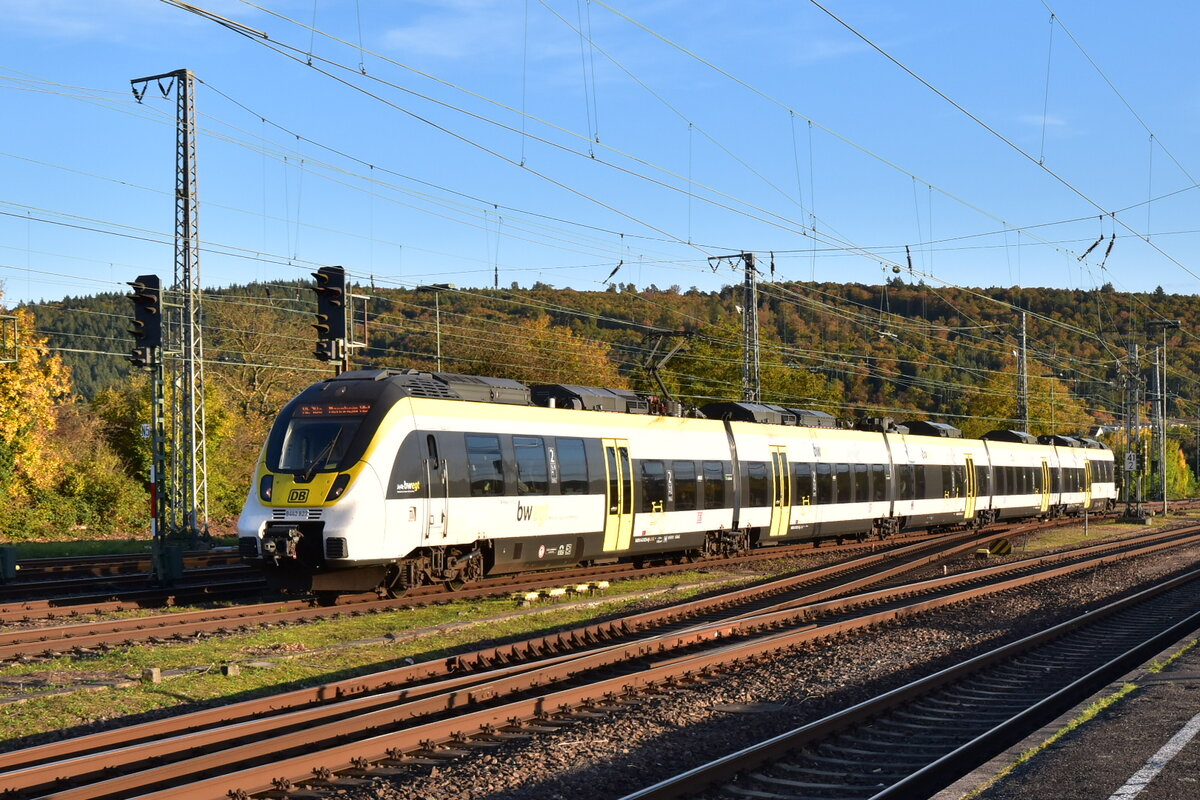 Man kann es kaum glauben, doch der 8442 823 hat mittlerweile den dritten Betreiber. Als erstes war Abellio BW der Betreiber und nach der absehbaren Insolvenz griff BW Verkehrsminister Hermann ein und die landesweiten SEWG wurde Betreiber. Doch seit einigen Tagen tragen die Hamsterbacken einen schwarzen DBAG Keks. Neckarelz den 18.10.2025