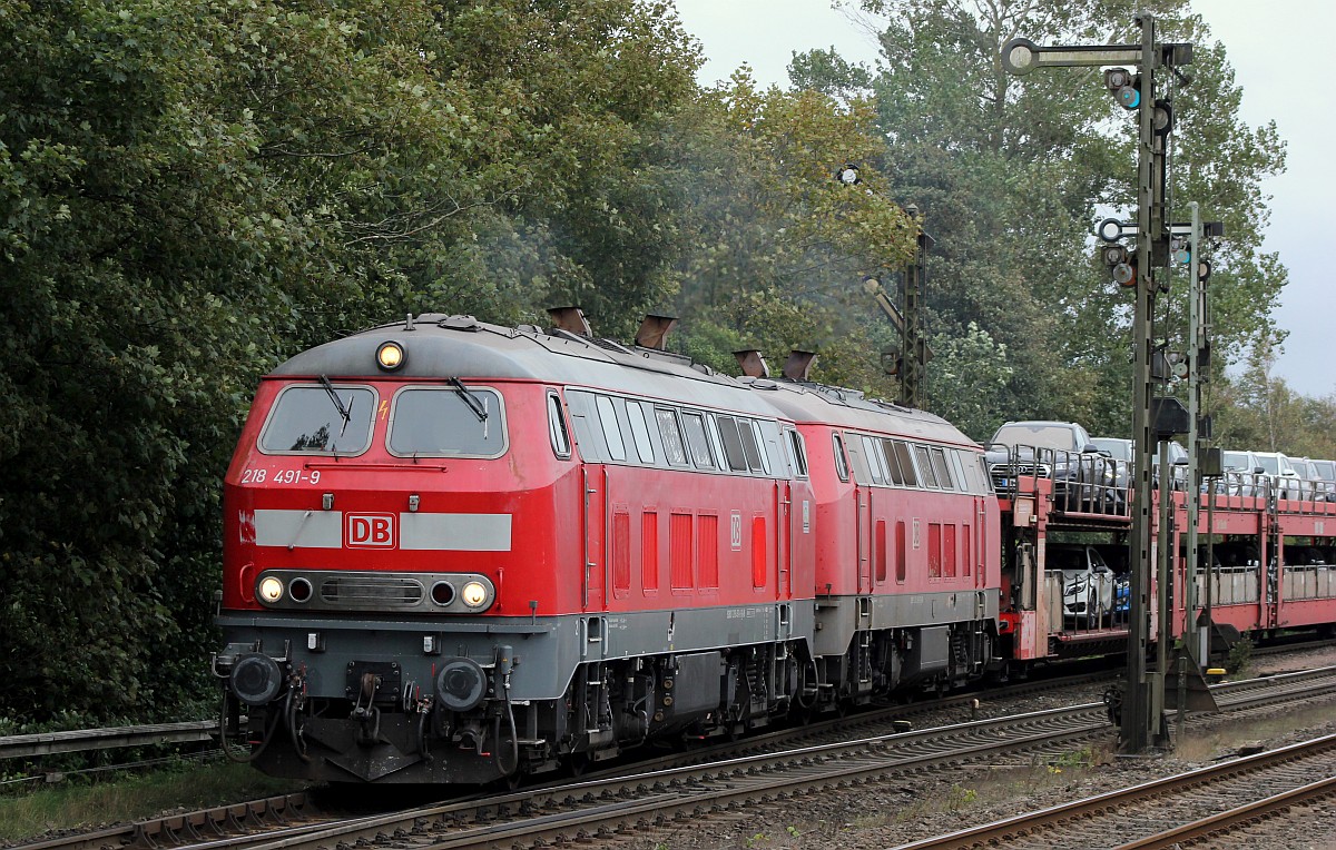 Marschbahn Gastlok 24: DB 218 491-9, REV/HB X/11.11.16, Niebüll 23.09.18