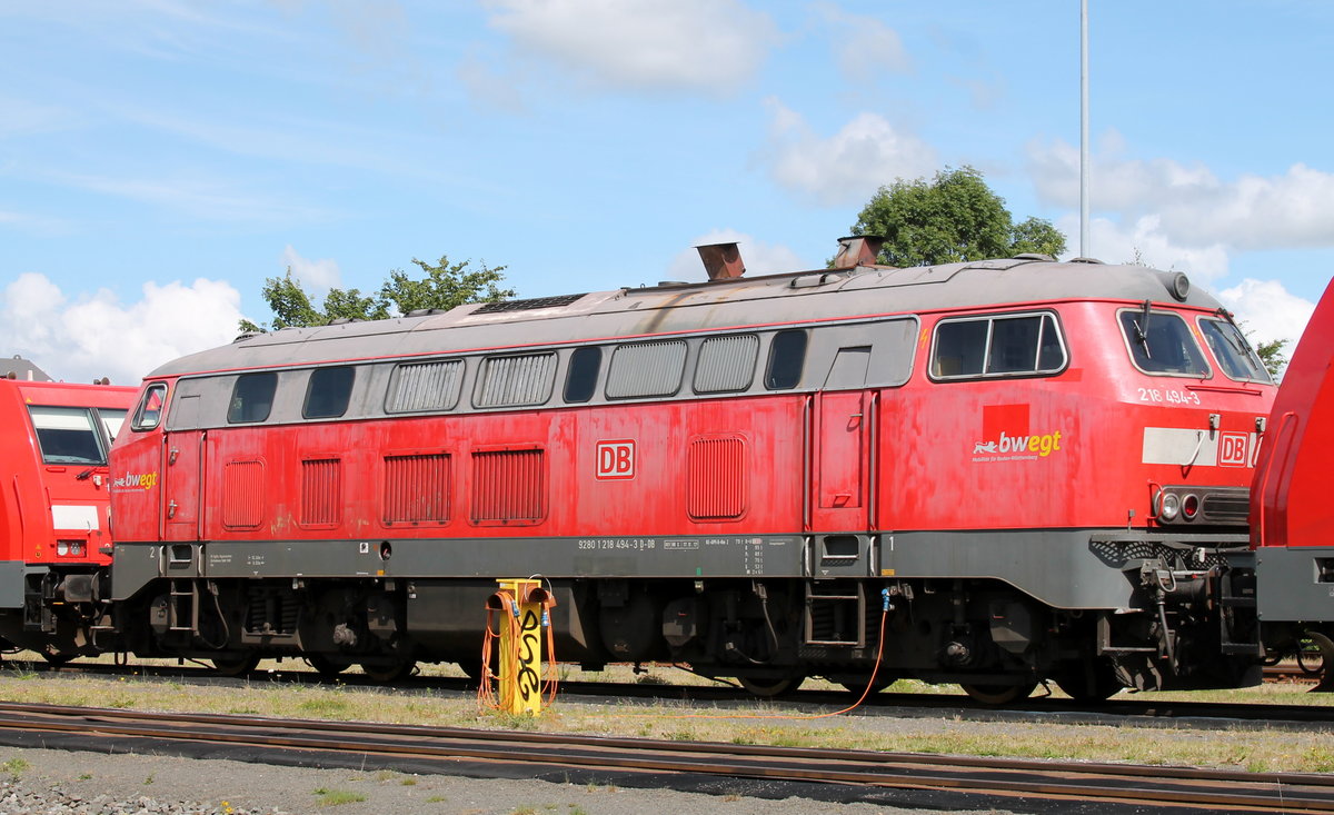 Marschbahn Gastlok 25: DB 218 494-3, REV/HB X/17.11.17, Niebüll 22.07.2020