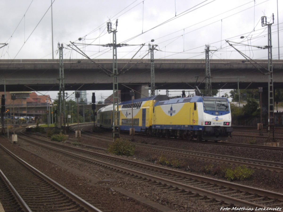 ME 146-03 mit ziel Hmburg Hbf bei der Einfahrt in Hamburg Harburg am 31.8.13