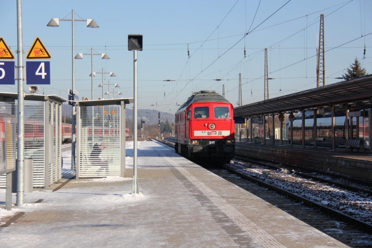 MEG 318 am 22.01.2016 beim umsetzen in Naumburg Hbf. (Foto: Bahnfan Blk)