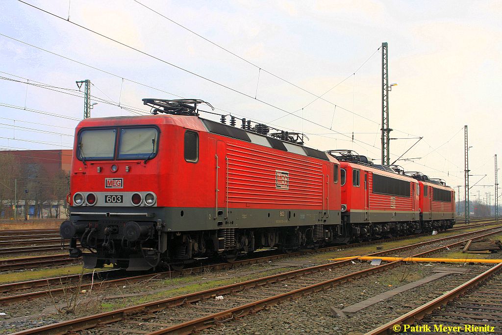 MEG 603, MEG 706 & MEG 705 abgestellt im Bbf. Hamburg-Harburg am 16.03.2015