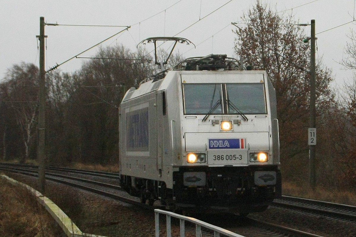 Metrans 386 005 Lz am 10.01.2015 in Hamburg-Moorburg auf dem Weg nach Hamburg-Waltershof