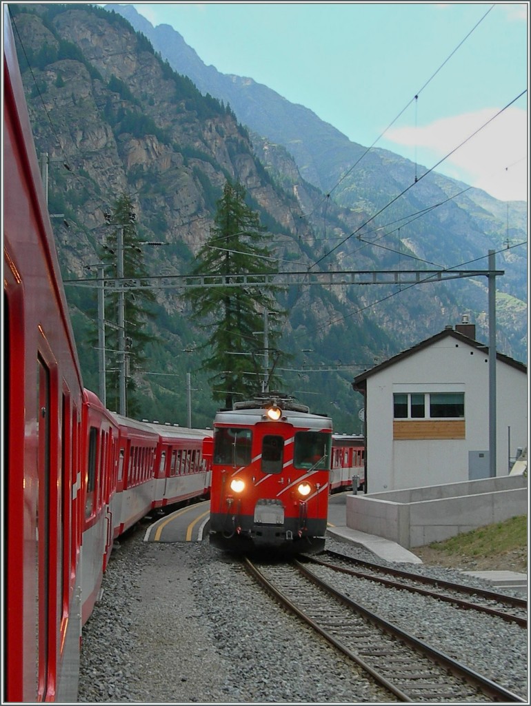 MGB Zugskreuzung in Herbriggen.
3. Juli 2006