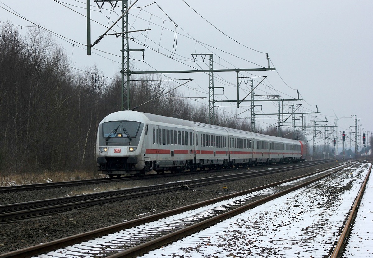 Mit dem Steuerwagen Bpmmbdzf 286.1 voraus kam die 101 099 erneut durch Jübek gefahren diesmal aber als IC 2197 nach Köln. Jübek 12.02.2017