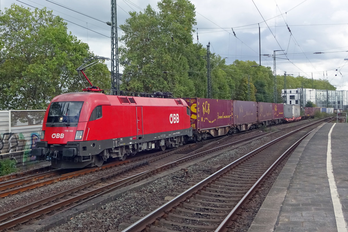 Mit ein KLV durchfahrt ÖBB 1116 146 am 23 September 2019 Köln Süud.