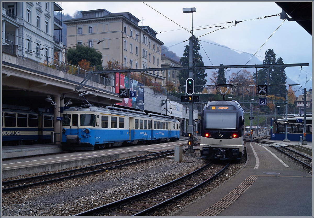 MOB  Alpina und ABDe 8/8 in Montreux.
19.11.2018
