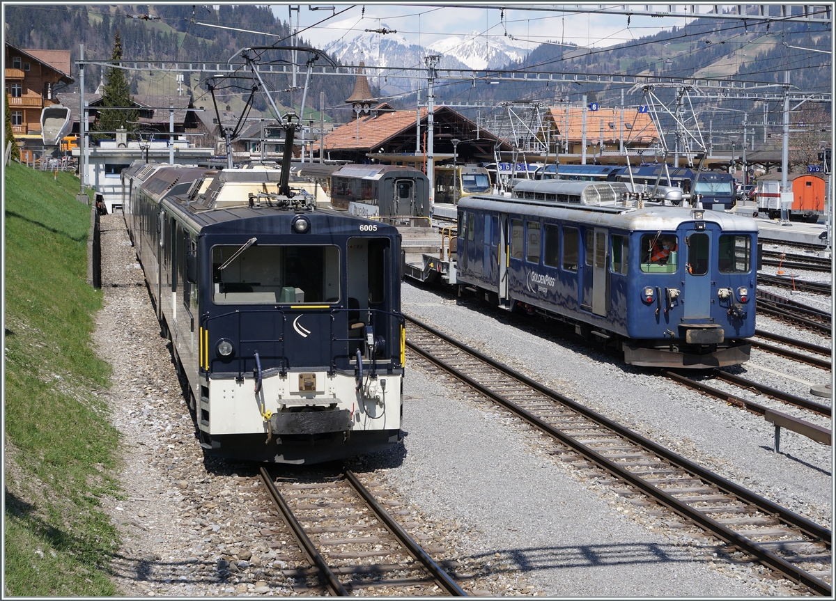 MOB GDe 4/4 6005 und BDe 4/4 3002 in Zweisimmen. 

14. April 2021