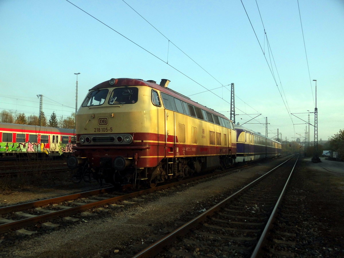 Morgenstimmung mit dem SVT 137 234 und der 218 105 in Crailsheim am 9.4.17