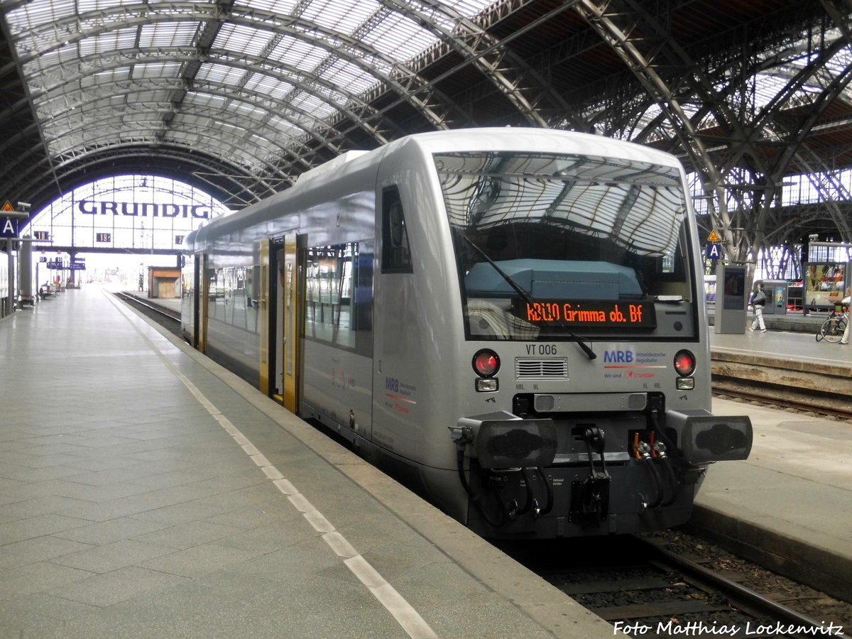 MRB VT 006 mit ziel Grimma ob Bf im Leipziger Hbf am 1.7.16