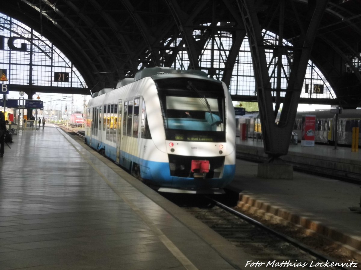 MRB VT 703 (ex OLA VT 703) verlsst den Leipziger Hbf in Richtung Geithain am 20.5.16