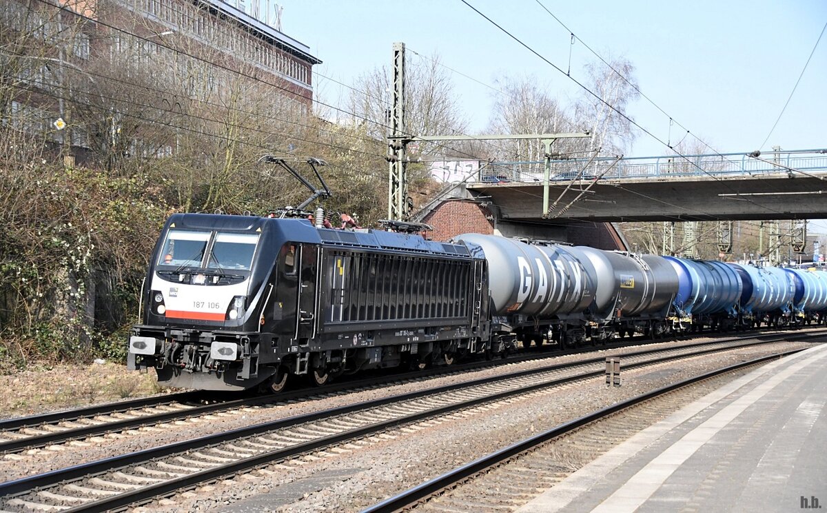 MRCE 187 106-0 fuhr mit einen tanker durch hh-harburg,21.03.22