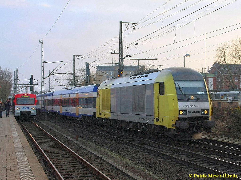 MRCE/NOB ER20 - 012 mit RE6 am 23.02.2015 in Elmshorn auf dem Weg nach Westerland (Sylt)