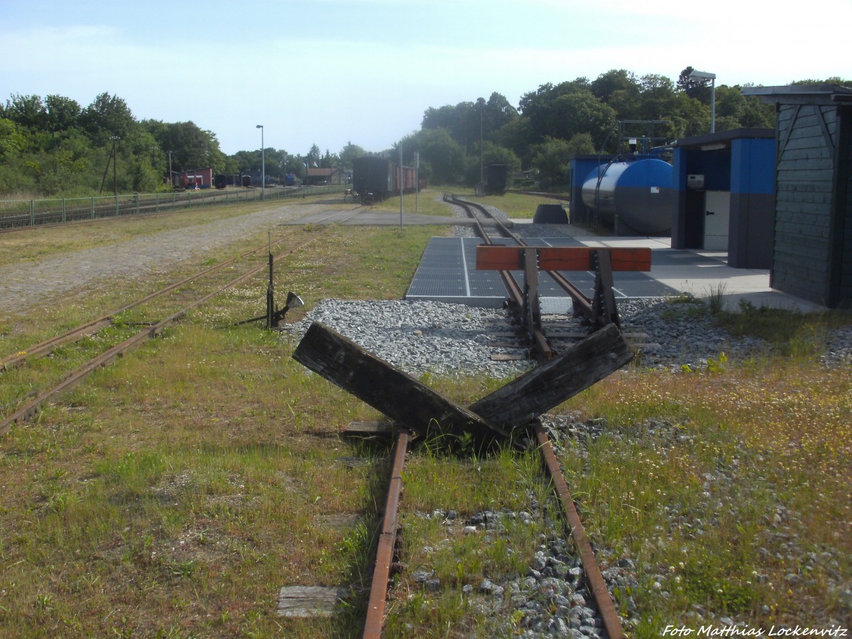 Museumsgleis und Gleis zu Tanksteklle im Bahnhof Putbus am 8.6.14