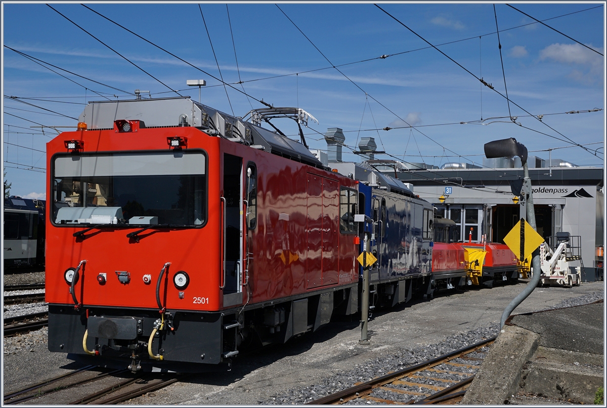 MVR HGem 2/2 2501 und MOB Hem 2/2 2502 in Vielfachsteuerung in Chernex. (Inbetriebnahme durch Stadler).
11. August 2016
