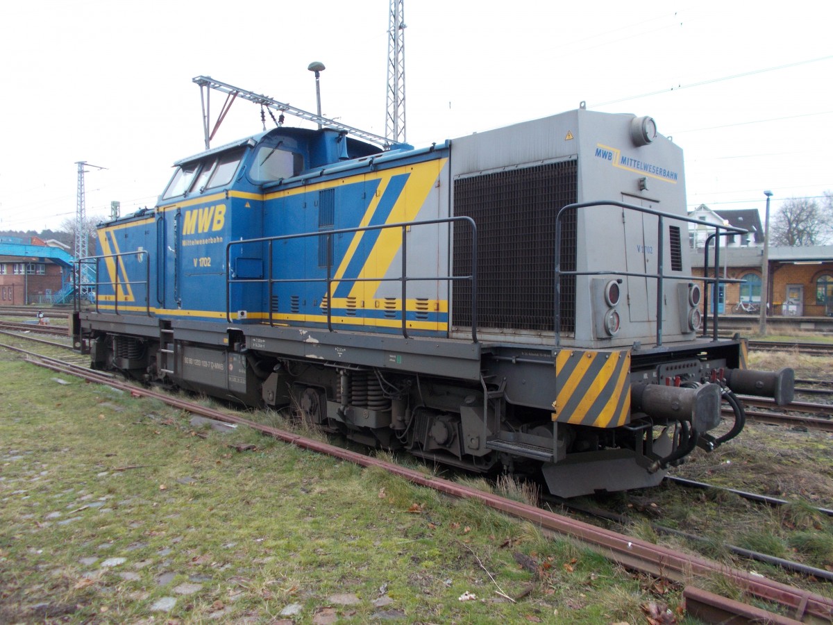 MWB 1702 stand,am 26.Januar 2015,auf der Ladestraße in Bergen/Rügen.