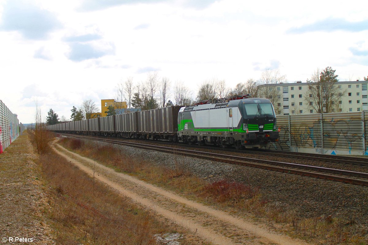 Nachschuss auf den SETG Hackschnitzelzug mit 193 761 am Zugschluss. 14.03.20