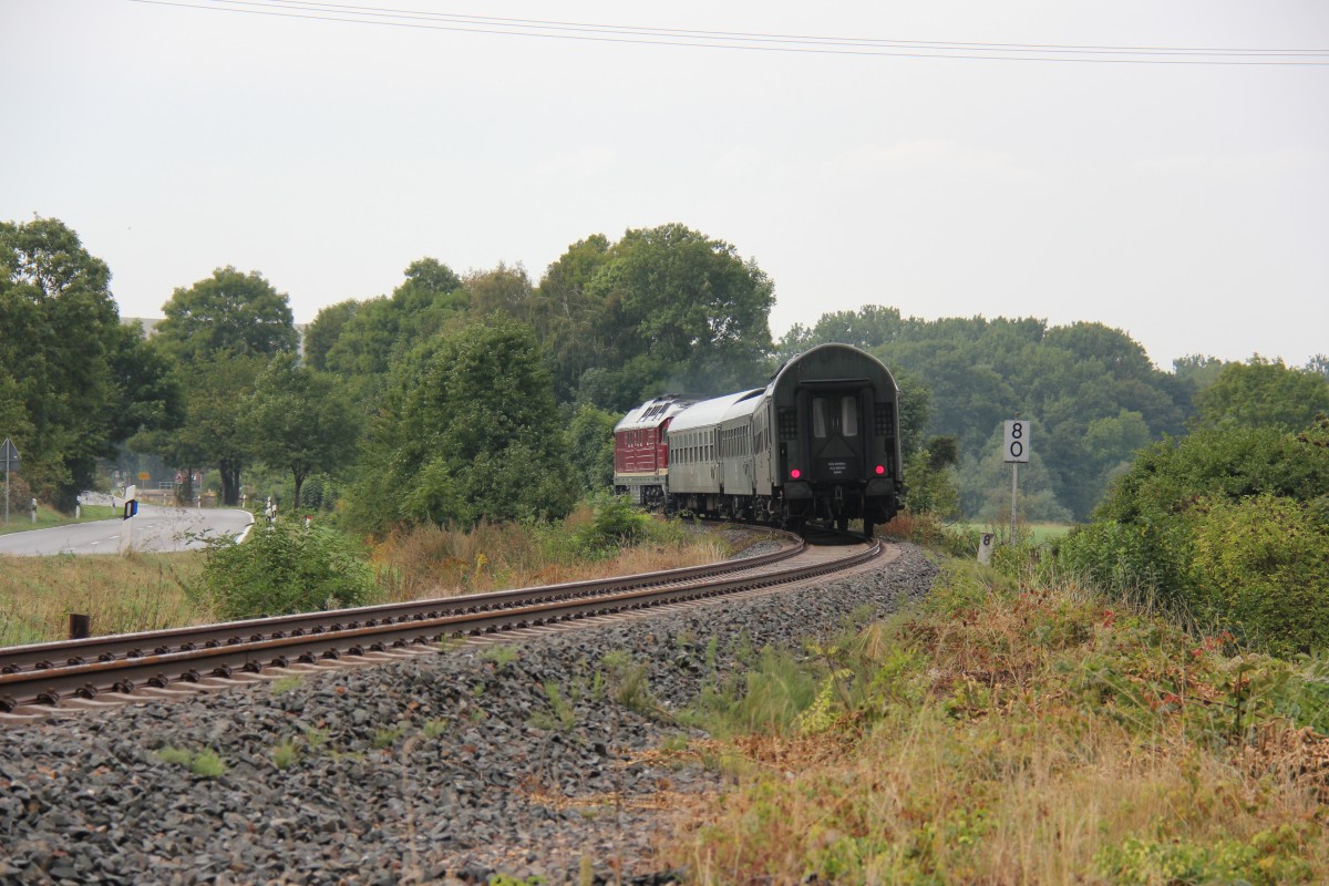 Nachschu� auf den Winzerfestsonderzug aus Profen, am 08.09.2013 bei Balgst�dt auf der Fahrt zur Abstellung nach Karsdorf. (Foto: Wolfgang Krolop)