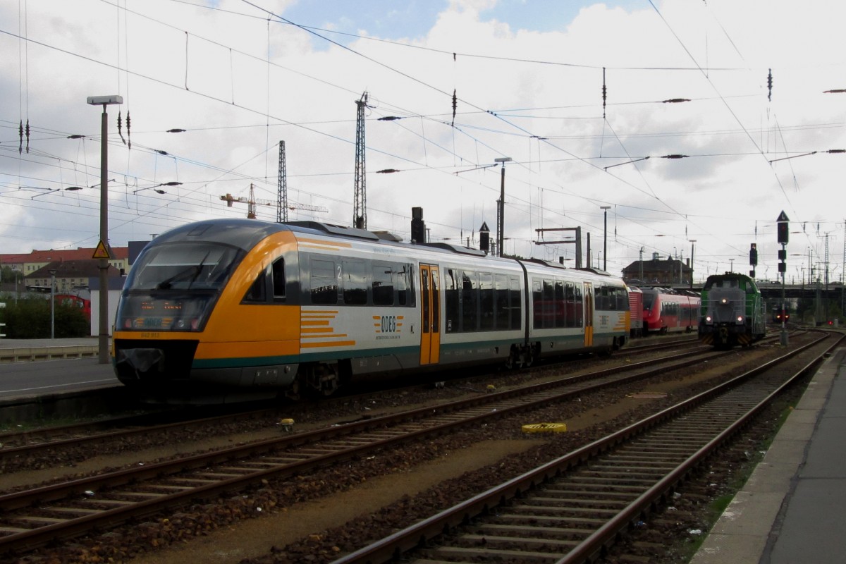 ODEG 642 913 fahrt am 23 September 2014 in Cottbus ein.