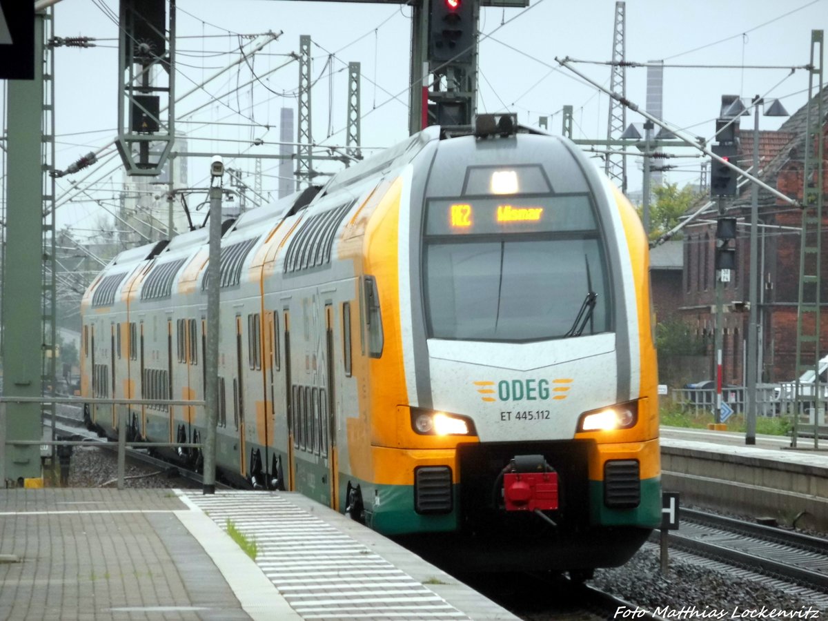 ODEG ET 445.112 bei der einfahrt in den Bahnhof Wittenberge am 1.10.16