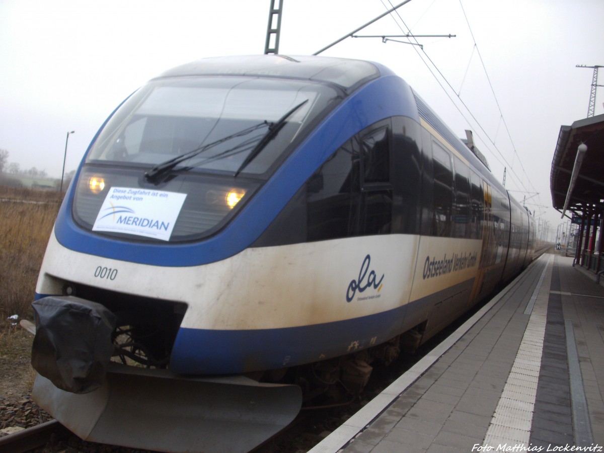 OLA VT 0010 mit ziel Btzow im Bahnhof Pasewalk am 14.12.13