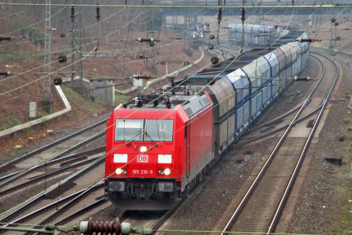 PKP Kohlezug mit 185 216 durchfahrt Duisburg-Kaiserberg am 30 Jänner 2018.