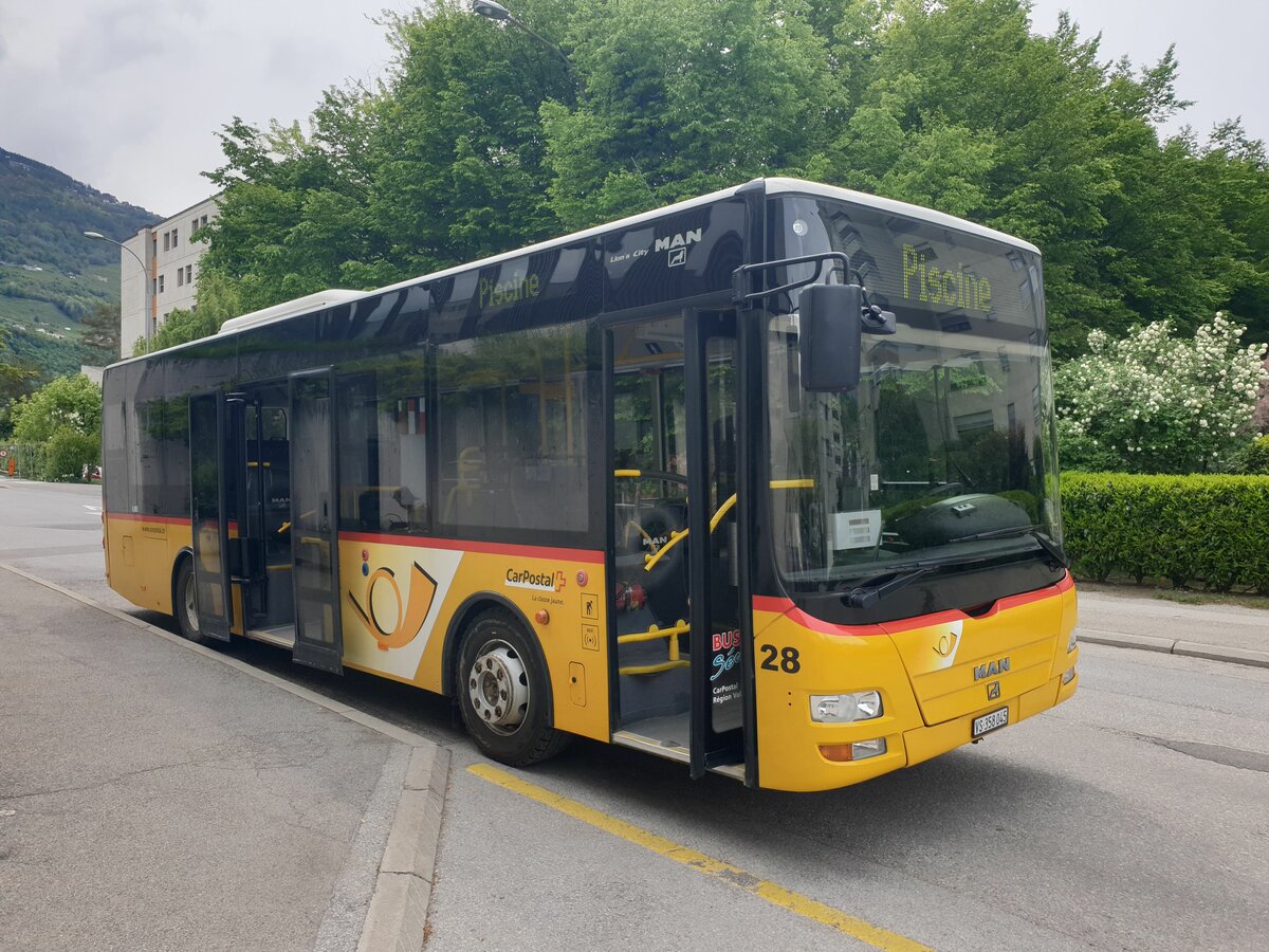 Postauto Wallis - Nr. 28/VS 358'045 - PID 4385 - MAN/Gppel (ex AAGU Altdorf Nr. 72; ex PostAuto Bern BE 535'079; ex PostAuto Bern Nr. 653) le 20 juin 2022  Sion