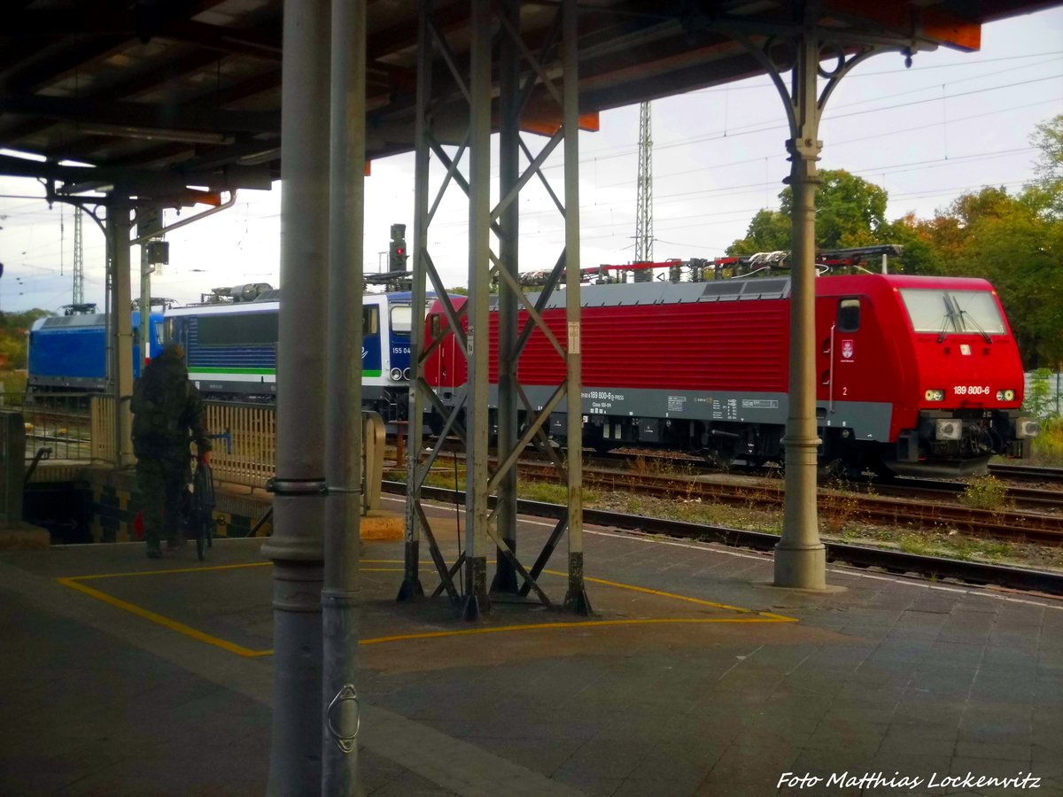 PRESS 145 023, 189 800 und Integro 155 045 abgestellt in Stendal Hbf am 3.10.16