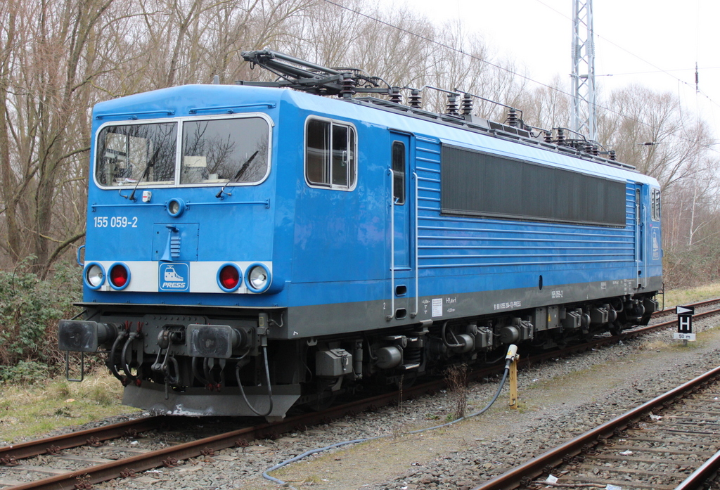 Press 155 059-2(155 204-1)stand am 10.03.2023 im Rostocker Hbf abgestellt.