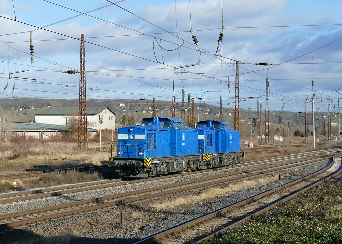 PRESS 204 033 + 204 xxx als Tfzf Richtung Bad Kösen, am 03.01.2022 in Naumburg Hbf. (Foto: Wolfgang Krolop)