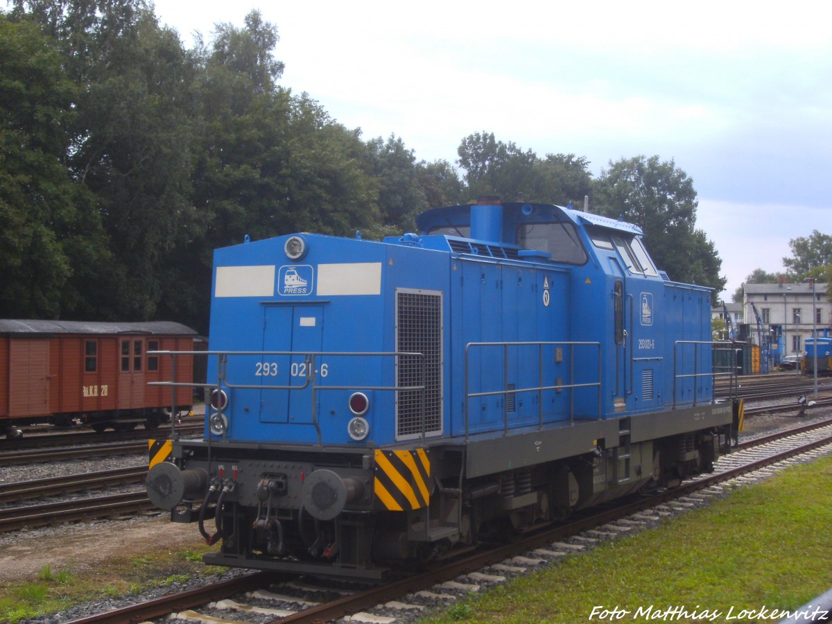 PRESS 293 021-6 abgestellt im Bahnhof Putbus am 17.8.14