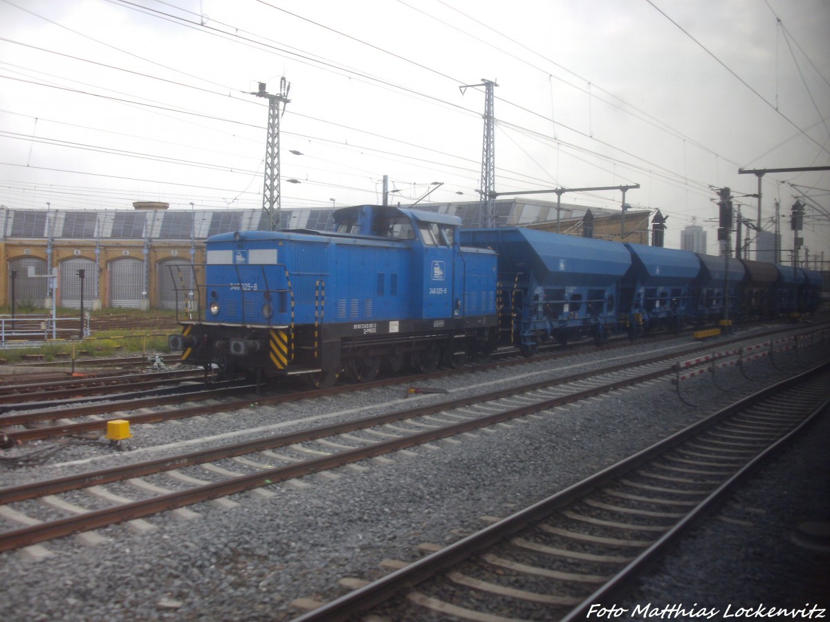 PRESS 346 025-8 bei Gleisbauarbeiten im Leipziger Hbf am 8.9.14