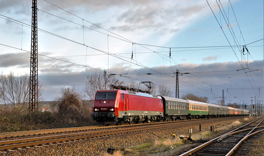 PRESS-Mitarbeiterausflug am 11.01.2020. PRESS 189 800-6 mit dem DPE 1820 von Dresden Hbf nach N�rnberg Hbf, bei der Ausfahrt in Naumburg Hbf.