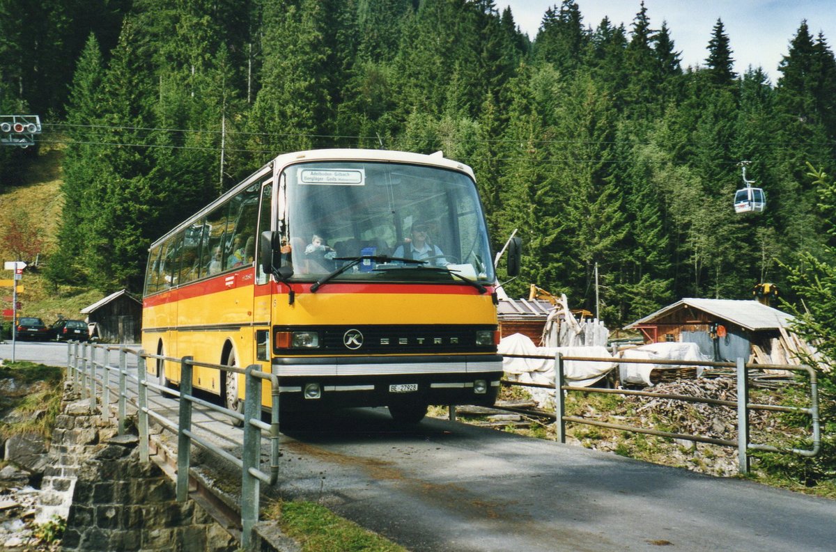 (R 1816) - Aus dem Archiv: Portenier, Adelboden - Nr. 5/BE 27'928 - Setra (ex Geiger, Adelboden Nr. 5; ex P 26'000) am 2. Oktober 2002 in Adelboden, Berglger